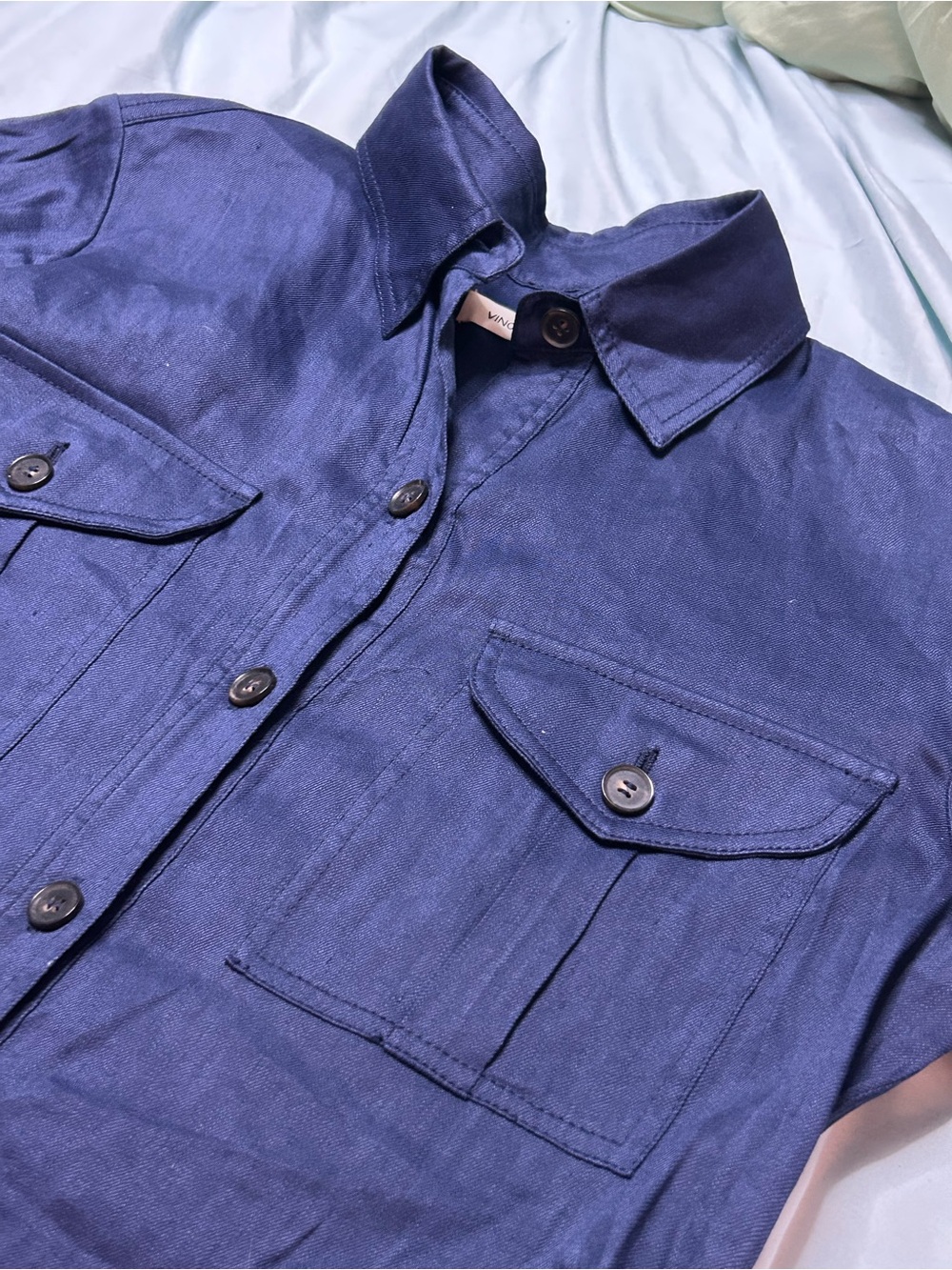 Vince Men's Navy Blue Utility Button-Down romper